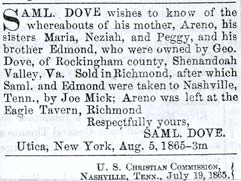 Notices from the Colored Tennessean, August 12, 1865.