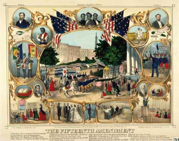 "The Fifteenth Amendment," lithograph by Thomas Kelly, 1870