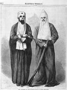"Two Members of the Ku Klux Klan in Their Disguises," engraving from Harper's Weekly, December 19, 1868