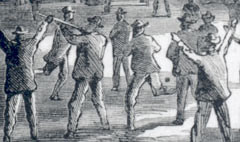 Detail of "Burning a Freedman's Schoolhouse," Harper's Weekly, May 26, 1866.