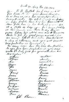 Petition from William Wilson et al to Rufus Bullock, August 22, 1869 