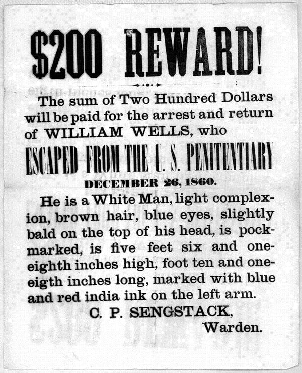 $200 Reward for an Escaped Prisoner