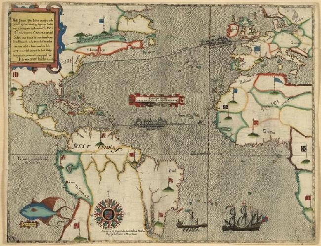 Francis Drake's Voyage in an Early Map