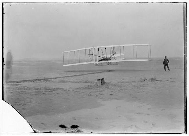 First flight,  Kitty Hawk, North Carolina, December 17, 1903. 