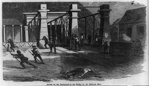 Attack on the Insurgents at the Bridge by the Railroad Men