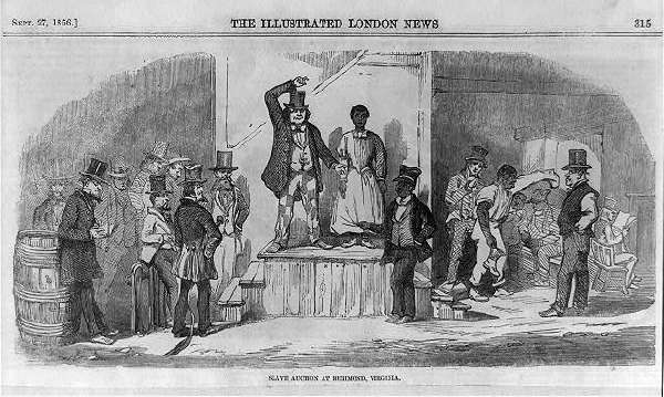 Slave Auction at RICHMOND VIRGINIA [Illustrated London News, Sept 27 1865]