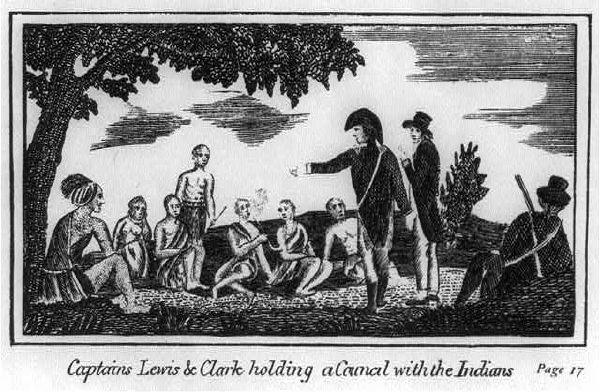 Captain Lewis & Clark Holding a Council With the Indians