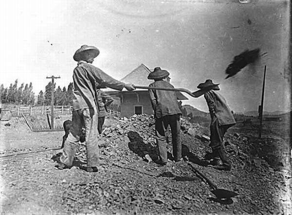 Chinese Men Working On the North Pacific Coast Railroad