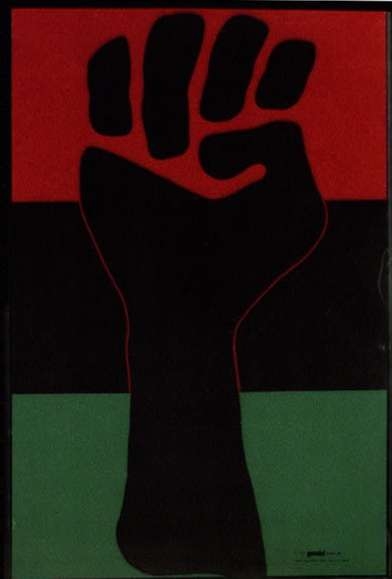 Clenched Fist On Red, Green, and Black Background