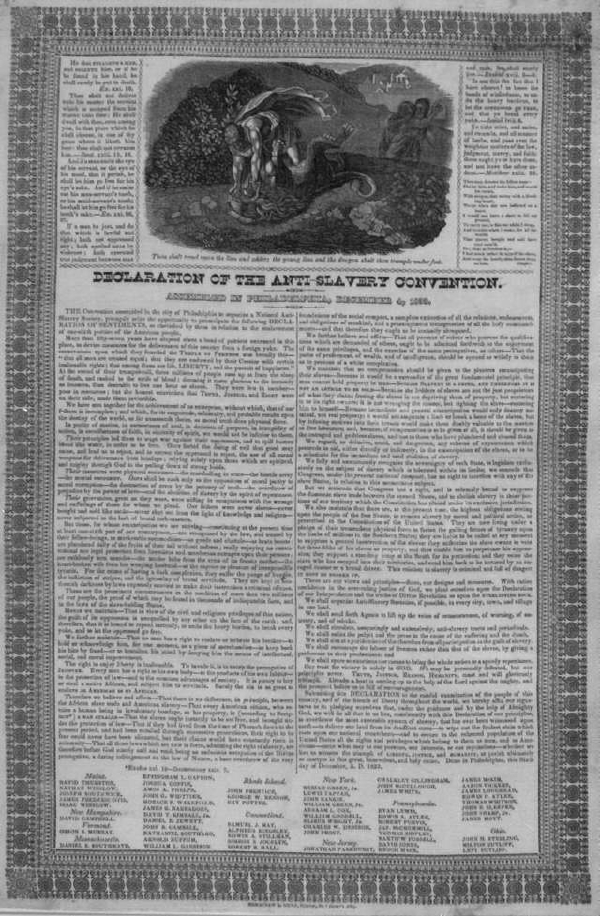 Thou Shalt Tread Upon the Lion and Adder…, Declaration of Anti-Slavery Convention Assembled in Philadelphia, December 4, 1833