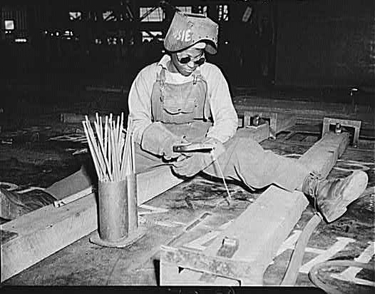 Negro Woman Welder.  Bethlehem-Fairfield Shipyards, Baltimore, Maryland.