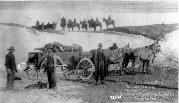 Gathering Up the Dead at the Battlefield of Wounded Knee, South Dakota