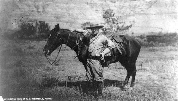 Theodore Roosevelt, Full-Length Portrait, Standing Alongside Horse, Facing Left; Wearing Cowboy Outfit