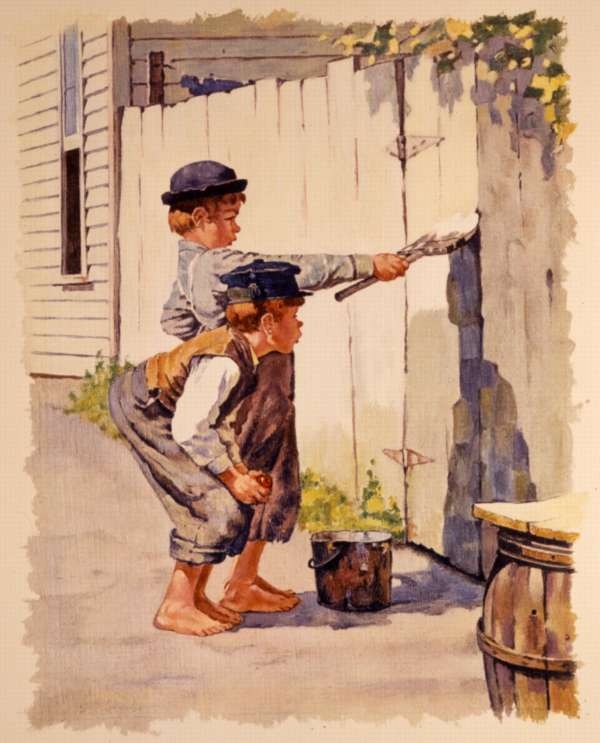 Tom Sawyer White-Washing the Fence