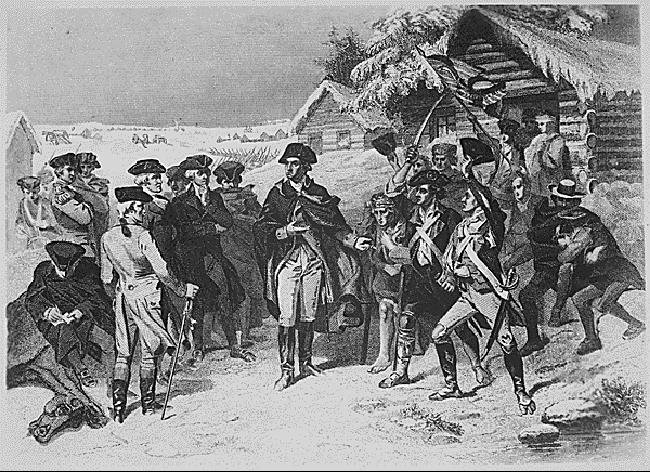 General George Washington and a Committee of Congress at Valley Forge. Winter 1777-78.