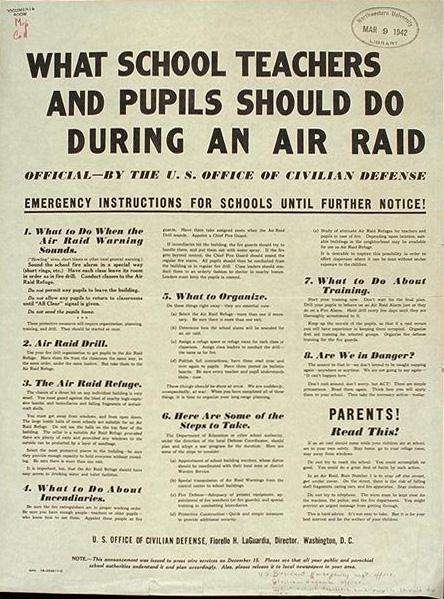 WW II Posters: What School Teachers and Pupils Should Do During an Air Raid