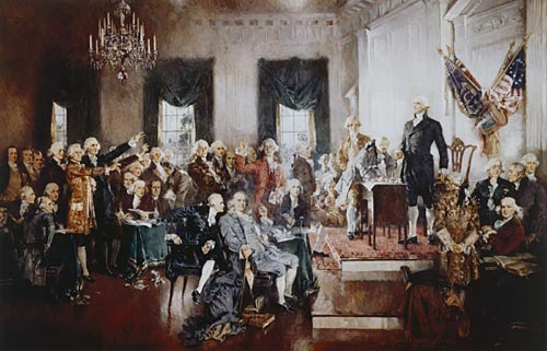 The Scene at the Signing of the Constitution, oil painting (reproduction) by Howard Chandler Christy, 1940 