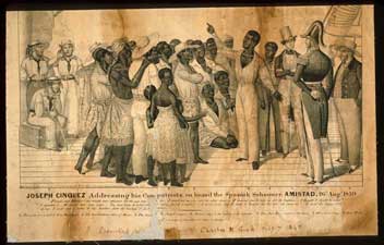 Joseph Cinquez Addressing His Compatriots on Board the Spanish Schooner, Amistad, 26th Aug. 1839, lithograph by John Childs, 1839