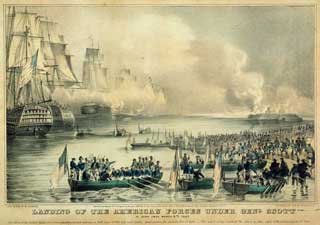 The Landing of the American Forces Under Gen. Scott of Vera Cruz, March 19th, 1847, lithograph by Nathaniel Currier, 1847