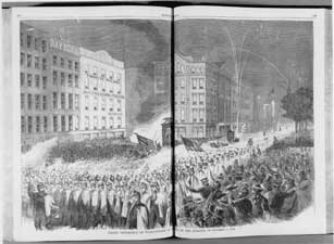 Grand Procession of Wide Awakes at New York on the Evening of October 3, 1860, engraving from Harper's Weekly, October 13 1860