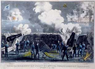"Bombardment of Ft. Sumter, Charleston Harbor, 12th & 13th of April, 1861," lithograph by Currier & Ives, 1861