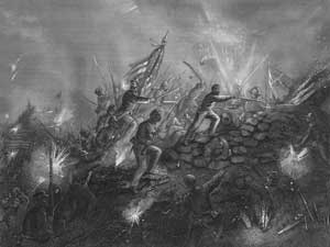 "Attack on Ft. Wagner," engraving by Johnson, Fry and Co., 1867, from a painting by Thomas Nast