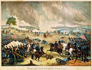 The Battle of Gettysburg, lithograph by William C. Robertson, c. 1863