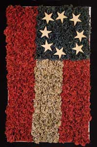 Confederate flag made of paper roses, c. 1861
