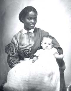 A nursemaid and her charge, from a daguerreotype, c. 1865. 