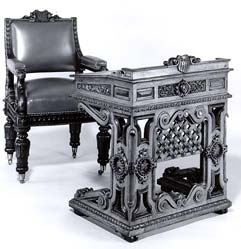 Desk and chair used in the U.S. House of Representatives during Reconstruction. (Chicago Historial Society)