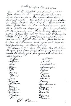 Petition from William Wilson et al to Rufus Bullock, August 22, 1869