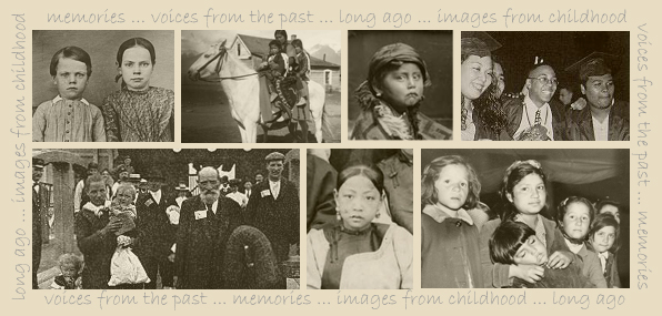 Collage of old photographs depicting the Voices theme